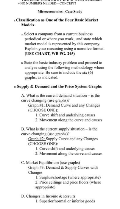 No Numbers Needed Concept Microeconomics Case Study 1 Classification As One Of The Four Basic Market Models A Selec 1