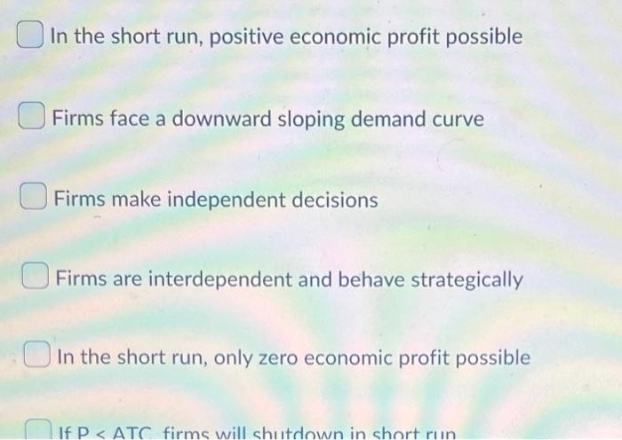 Which Of The Following Are Characteristics Of An Oligopoly Market Check All That Apply Firms Sell Homogeneous Produc 2
