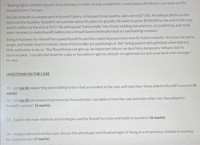 Section B Case Analysis 25 Marks Read The Case And Answer The Questions On The Sheets Provided Mini Case Russell Cox 2