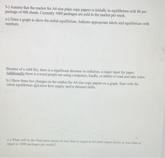 5 Assume That The Market For A4 Size Plain Copy Papers Is Initially In Equilibrium With 4 Per Package Of 400 Sheets 1