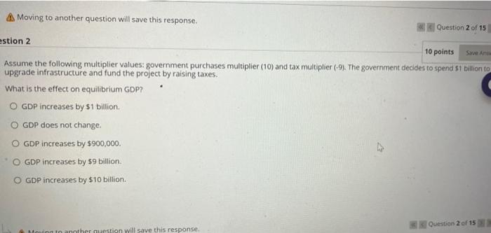 Moving To Another Question Will Save This Response Estion 2 10 Points Save Answ Assume The Following Multiplier Values 1