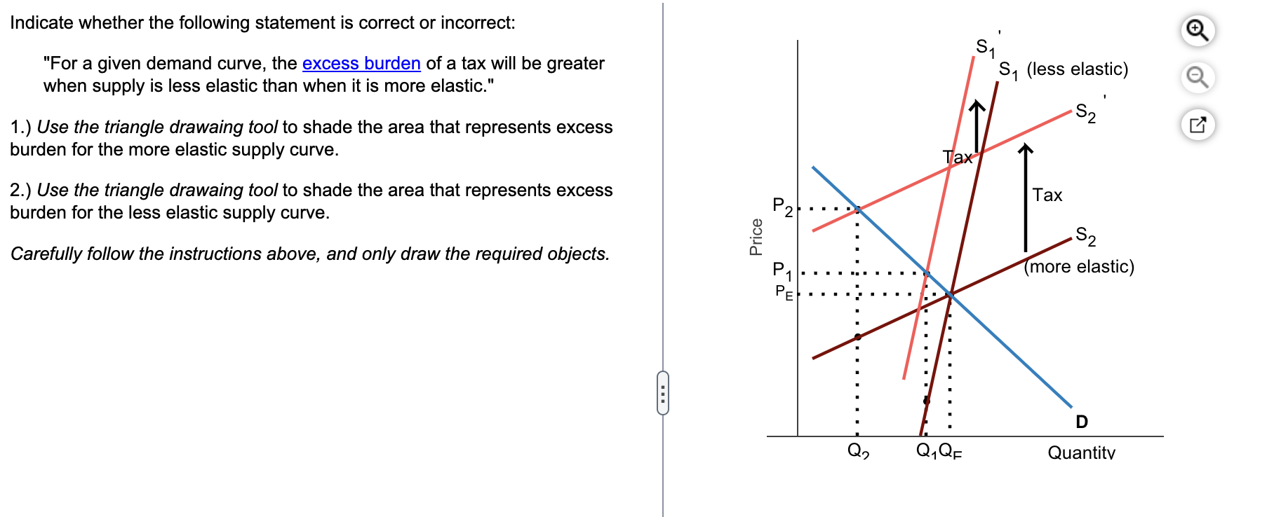 Indicate Whether The Following Statement Is Correct Or Incorrect For A Given Demand Curve The Excess Burden Of A Tax 1