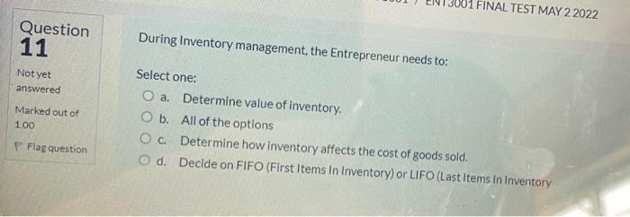 Question 10 Not Yet Answered Marked Out Of 1 00 Flag Question Time Left 1 4 A Basic Reason Marketers Elect To Segment Ma 2