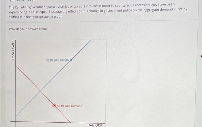 The Canadian Government Passes A Series Of Tax Cuts Into Law In Order To Counteract A Recession They Have Been Experienc 1