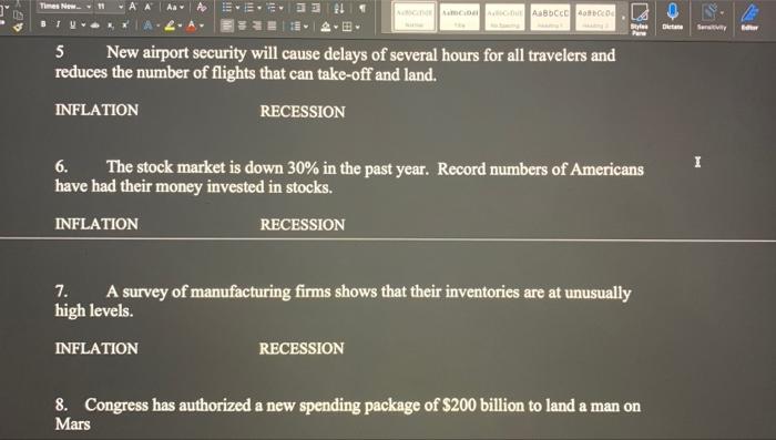 If You Beliebe The Indicator Shows Strong Or Strenthening Economic Activity Choose Inflation If You Believe The Inducto 1