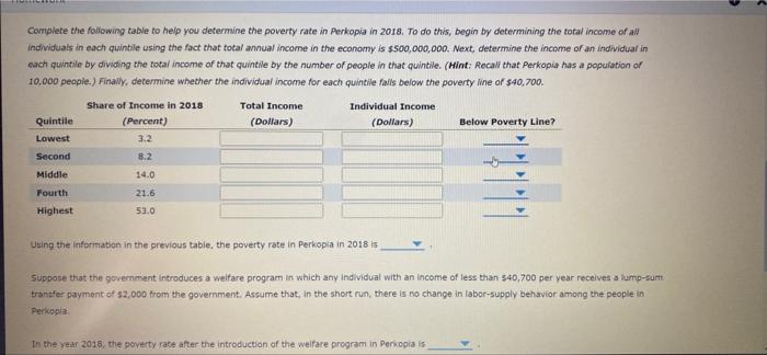 1 Income Inequality And The Poverty Rate The Following Table Summarizes The Income Distribution For The Town Of Perkopl 6