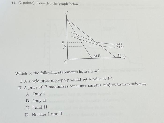 14 2 Points Consider The Graph Below P Ac Mc Mr D Q 0 Which Of The Following Statements Is Are True I A Single Pri 1