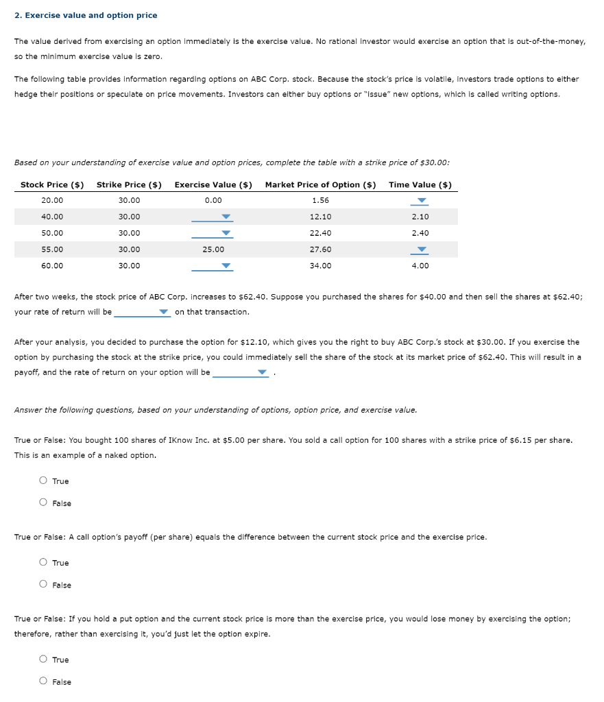2 Exercise Value And Option Price The Value Derived From Exercising An Option Immediately Is The Exercise Value No Rat 1