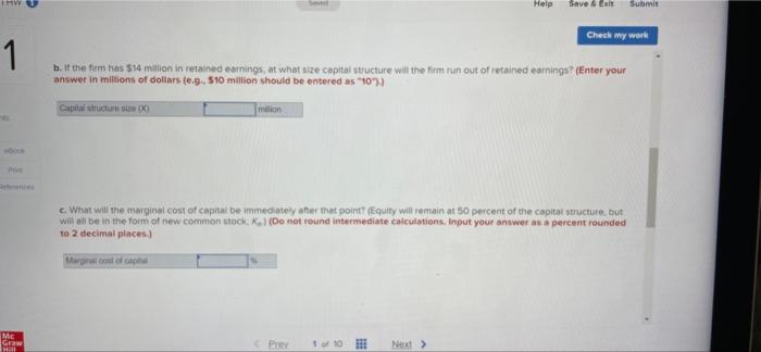 Check My Work Problem 11 28 Marginal Cost Of Capital Lo11 5 The Nolan Corporation Finds It Is Necessary To Determine I 2