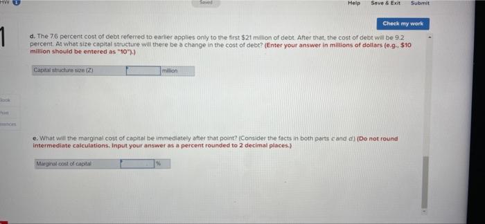 Check My Work Problem 11 28 Marginal Cost Of Capital Lo11 5 The Nolan Corporation Finds It Is Necessary To Determine I 3