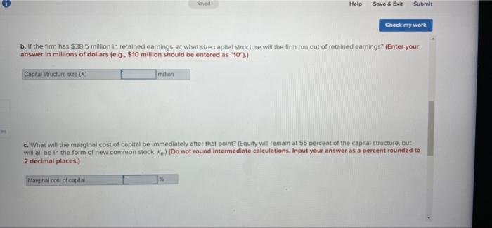 Wi Sound Help Check My Work 3 Problem 11 29 Marginal Cost Of Capital Lo11 5 The Mcgee Corporation Finds It Is Necessa 2