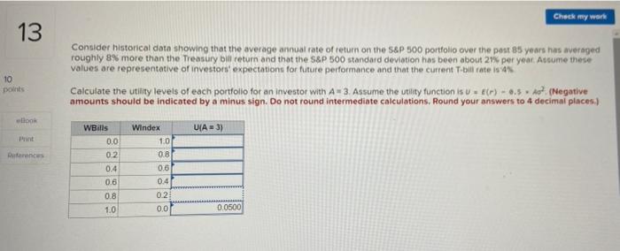 13 10 Points Ellook References Check My Work Consider Historical Data Showing That The Average Annual Rate Of Return On 1