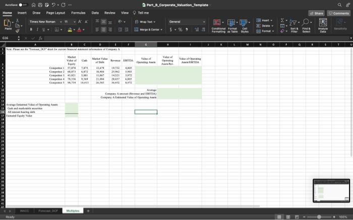 B C G D E F H 1 Note Please See The Forecast Dcf Sheet For Current Financial Statement Information Of Company A 2 3 B 6