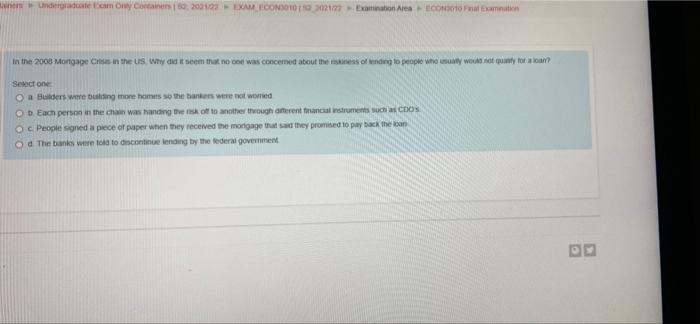 Ainers Undergraduate Exam Only Containers 182 202122 Exam Econ3010152 2021 22 Examination Area Econd010 Final Examinati 1