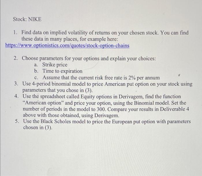 Stock Nike 1 Find Data On Implied Volatility Of Returns On Your Chosen Stock You Can Find These Data In Many Places 1