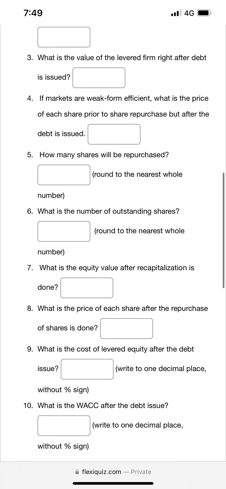7 49 4g 2 Malikco Is Currently An All Equity Firm With Expected Ebit Of Rs 240 000 In Perpetuity The Firm S Current W 2