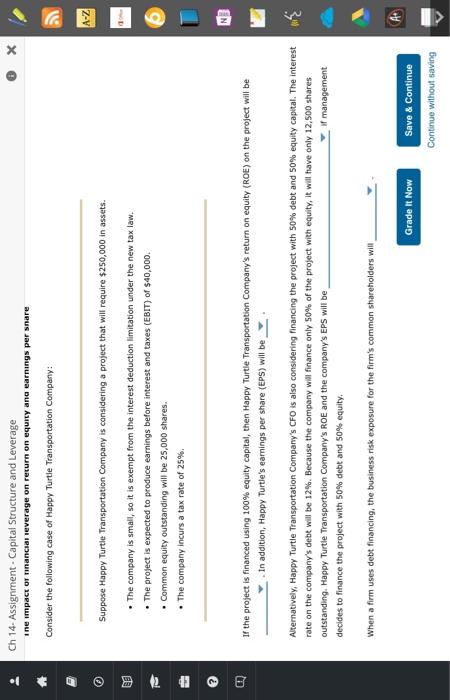 Ch 14 Assignment Capital Structure And Leverage Ine Impact Or Rinanciar Leverage On Return On Equity And Earnings Per 1