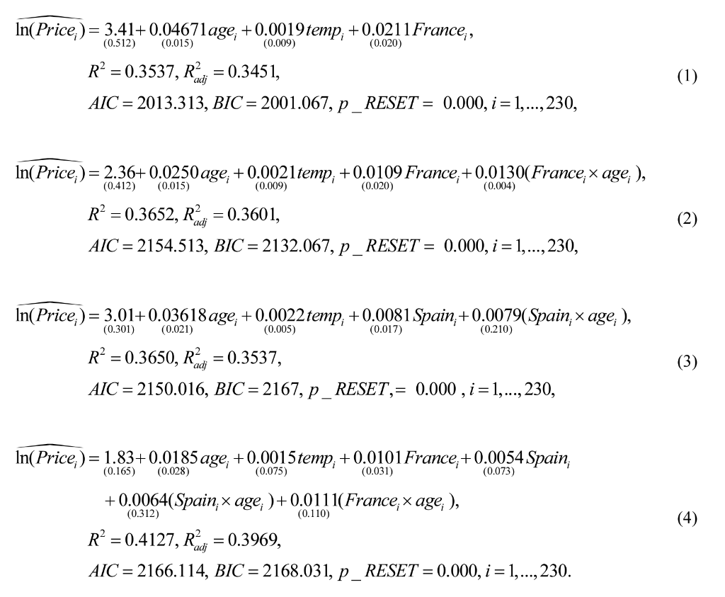 Analyse The Estimation Outputs 1 4 To Explain Which One Is Your Preferred Specification Explain Your Choice By Comp 1