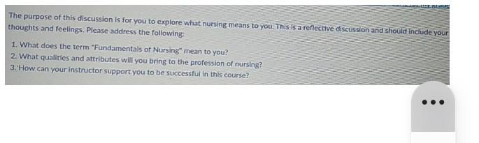 The Purpose Of This Discussion Is For You To Explore What Nursing Means To You This Is A Reflective Discussion And Sh 1