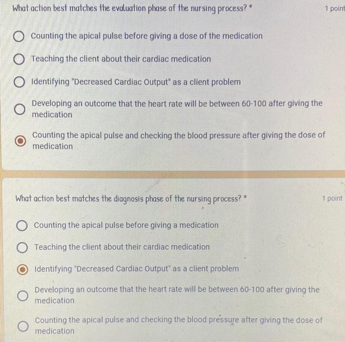 What Action Best Matches The Assessment Phase Of The Nursing Process 10 Teaching The Client About Their Cardiac Medic 3