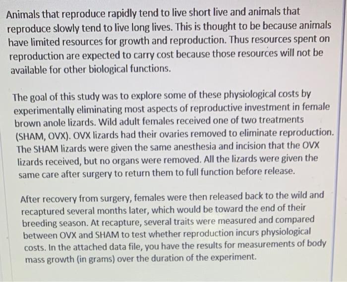 Animals That Reproduce Rapidly Tend To Live Short Live And Animals That Reproduce Slowly Tend To Live Long Lives This I 1