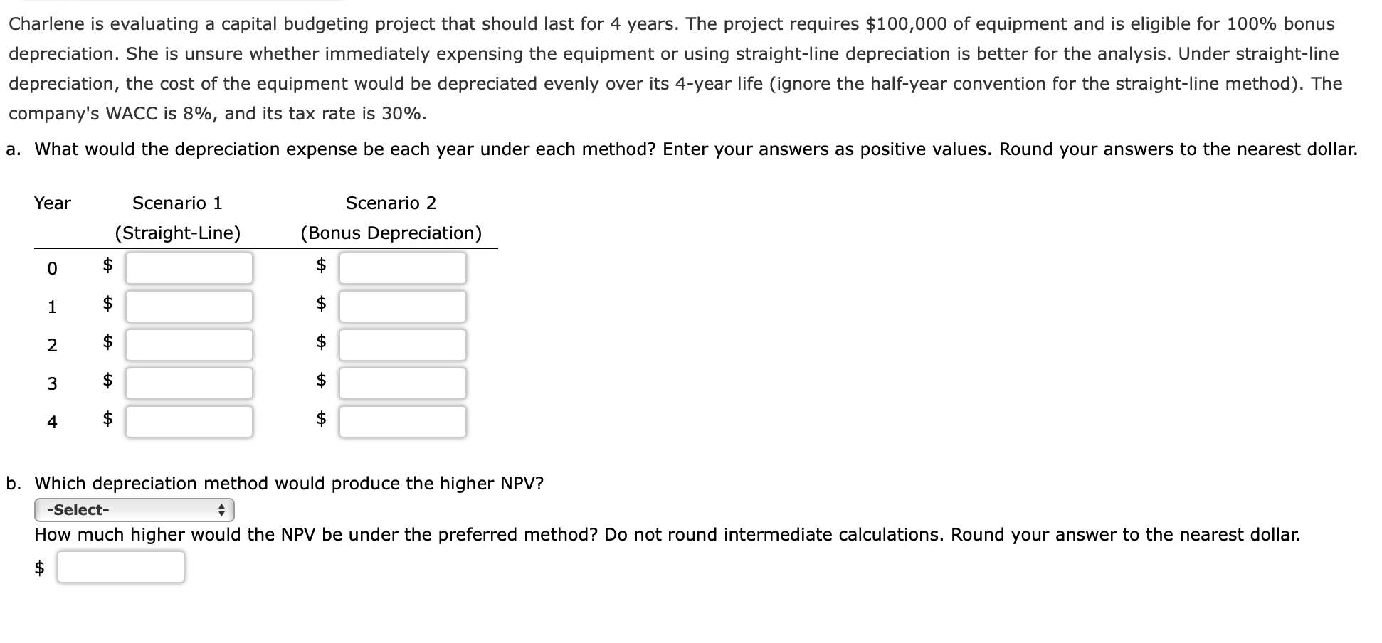 Charlene Is Evaluating A Capital Budgeting Project That Should Last For 4 Years The Project Requires 100 000 Of Equipm 1