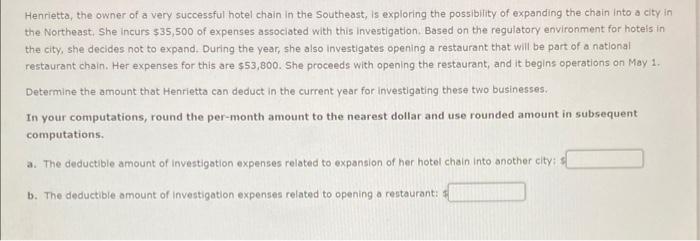 Henrietta The Owner Of A Very Successful Hotel Chain In The Southeast Is Exploring The Possibility Of Expanding The Ch 1