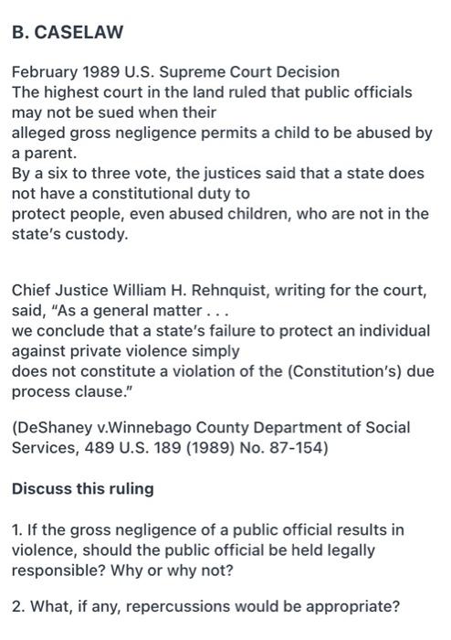 B Caselaw February 1989 U S Supreme Court Decision The Highest Court In The Land Ruled That Public Officials May Not B 1