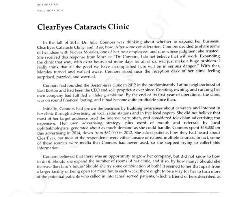 By What Percentage Would Patient Volume And Capacity Utilization Change If Cleareyes Cut In Half Of The Patients Who Com 1