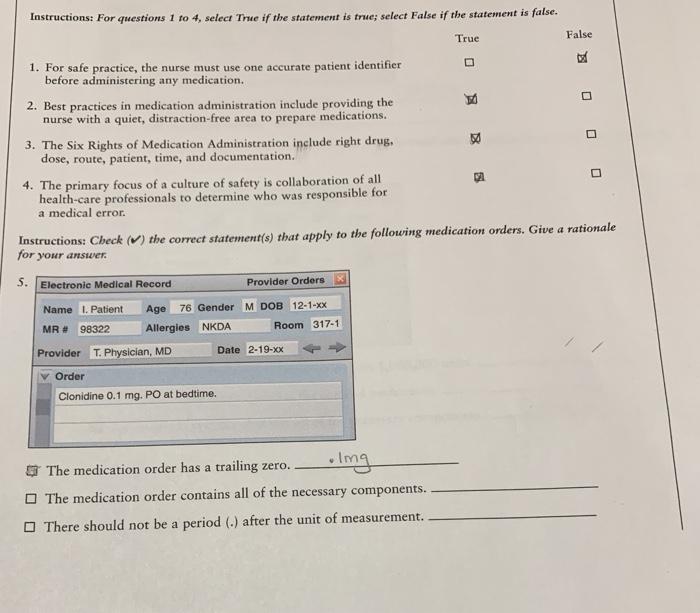 Instructions Check The Most Appropriate Nursing Action For The Following Medication Orders 8 Electronic Medical Rec 4