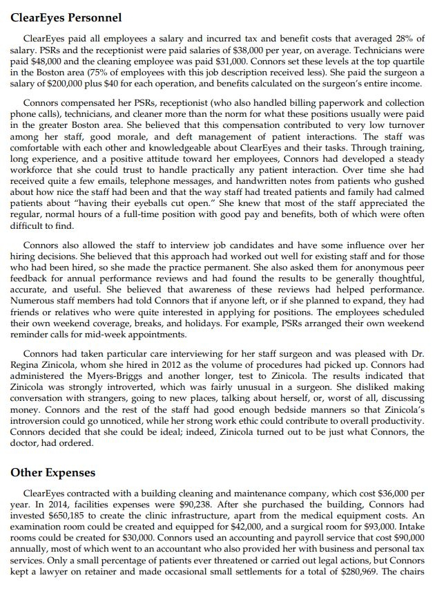 By What Percentage Would Patient Volume And Capacity Utilization Change If Cleareyes Cut In Half Of The Patients Who Com 4