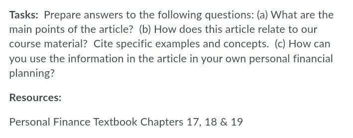 Assignment 5 Investment Article Summary Purpose To Practice Internet Research Skills In Order To Identify Informatio 2