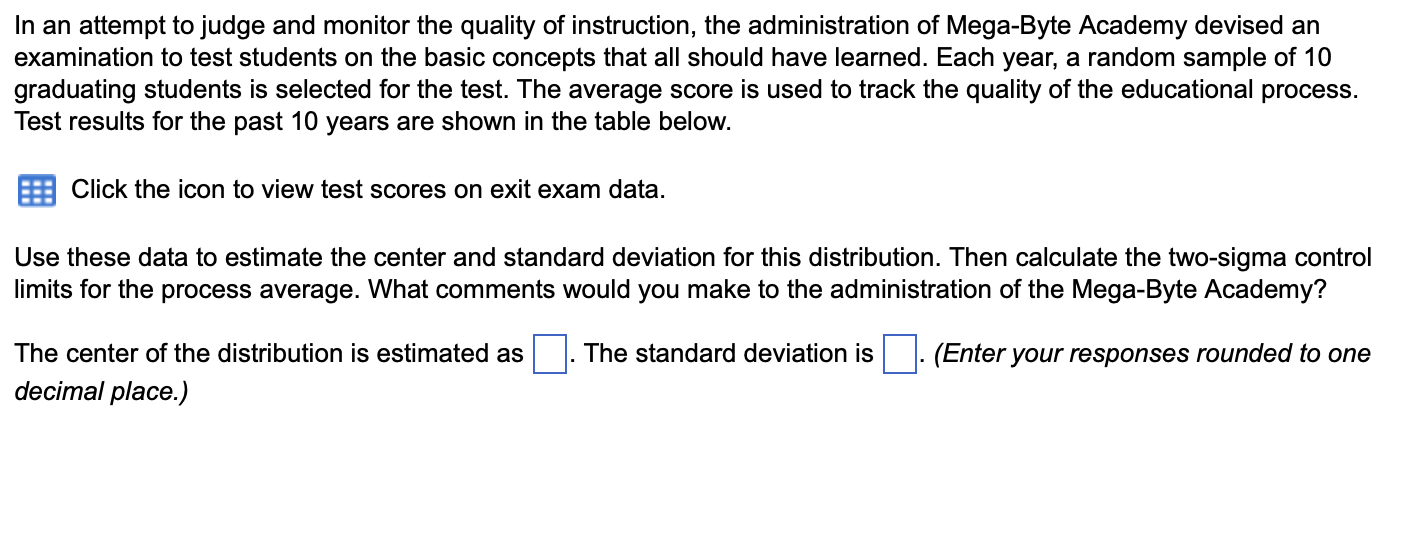 In An Attempt To Judge And Monitor The Quality Of Instruction The Administration Of Mega Byte Academy Devised An Examin 1