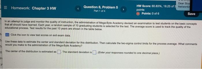Dear Stud Homework Chapter 3 Hw Question 8 Problem 5 Part 1 Of 4 Hw Score 60 83 18 25 Of 3 Networkin Points Point 1