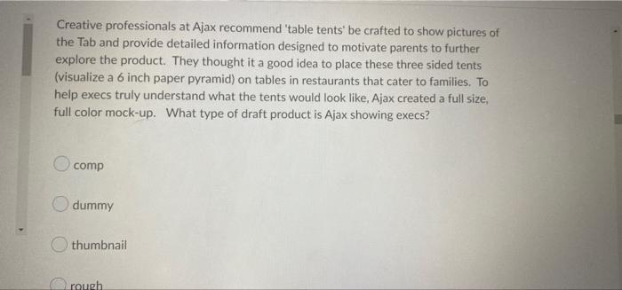 Creative Professionals At Ajax Recommend Table Tents Be Crafted To Show Pictures Of The Tab And Provide Detailed Infor 1
