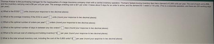Thomas Kratzer Is The Purchasing Manager For The Headquarters Of A Large Insurance Company Chain With A Central Inventor 1