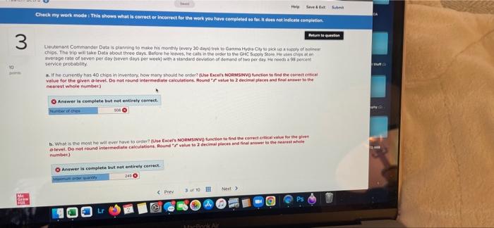 Have Sub Check My Work Mode This Shows What Is Correct Or Incorrect For The Work You Have Completed So Far It Does N 1