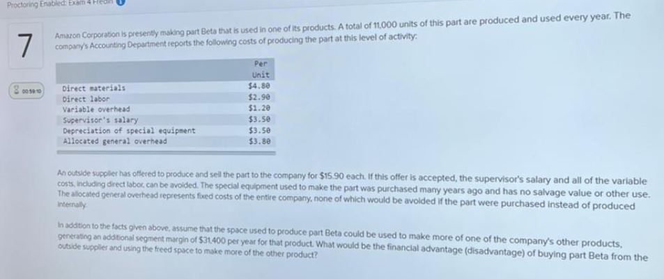 Proctoring Enabled Exam 7 Amazon Corporation Is Presently Making Part Beta That Is Used In One Of Its Products A Total 1