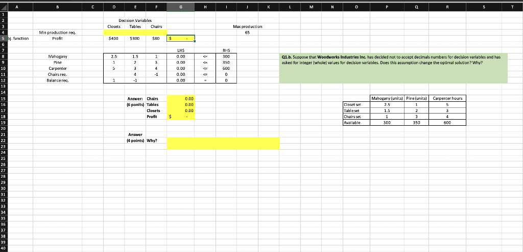 Only In Excel Please And Thank You Can Somebody Please Explain How To Do The Q1b Please How Did They Get The Intege 1