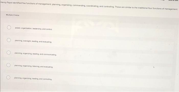 Henry Fayol Identified Five Functions Of Management Planning Organizing Commanding Coordinating And Controlling The 1