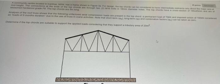 P Mag Wat A Community Centre Located In Ivanhoe Now Has A Rame Shown In Figure 3a For Design The Top Chords Can Be Cons 1