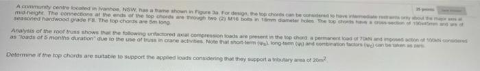 P Mag Wat A Community Centre Located In Ivanhoe Now Has A Rame Shown In Figure 3a For Design The Top Chords Can Be Cons 2