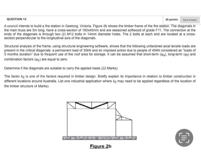 5 17 Done 14 Of 16 Question 13 A Counctobda Festation In Geelong Victor Figure 20 Shows The Bet The Main Truss An Long 19
