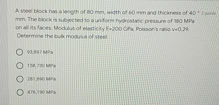 A Steel Block Has A Length Of 80 Mm Width Of 60 Mm And Thickness Of 40 2 Points Mm The Block Is Subjected To A Unifor 1