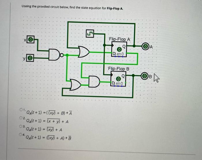 Useing The Provdied Circuit Below Find The State Equation For Flip Flop A Flip Flop A Q Deno Yo Flip Flop B Deno 01 Qa 1