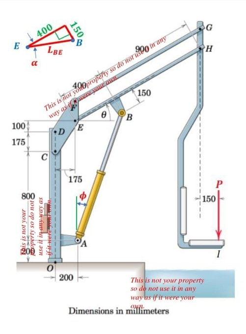 Problem A Mechanism Carries A Constant Load P Applied To The Seat As Given P 641 N 0 28 6 1 Draw The Proper Fbds 2