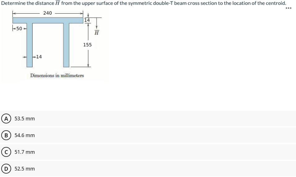 Determine The Distance From The Upper Surface Of The Symmetric Double T Beam Cross Section To The Location Of The Centro 1