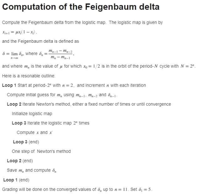 Computation Of The Feigenbaum Delta Compute The Feigenbaum Delta From The Logistic Map The Logistic Map Is Given By X 1