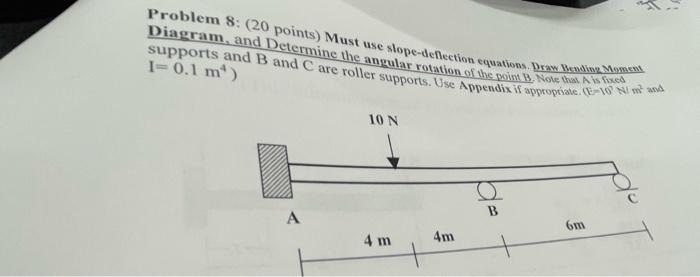 Problem 8 20 Points Must Use Slope Deflection Equations Draw Bending Moment Diagram And Determine The Angular Rotat 1