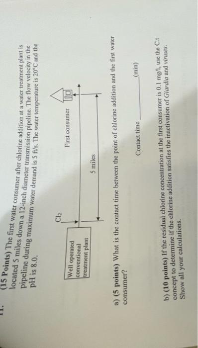 3 15 Points The First Water Consumer After Chlorine Addition At A Water Treatment Plante Ph Is 8 0 Located 5 Miles Do 1